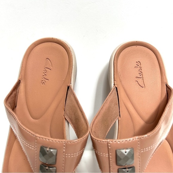 Clarks Wave Walk Pop Toe Post Dusty Pink Jewel Embellished Sandals, Size 8.5 - Picture 10 of 14